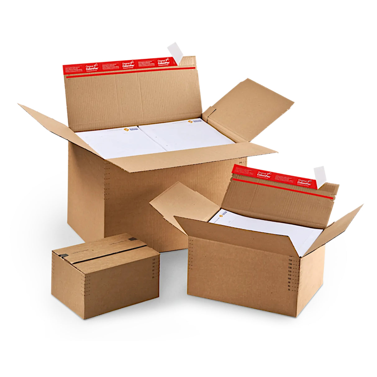 Változtatható mélységű önzáró kartondoboz küldeményekhez