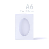 Fehér, háromrészes, kalapált felületű kártyák ovális kivágással – csomag